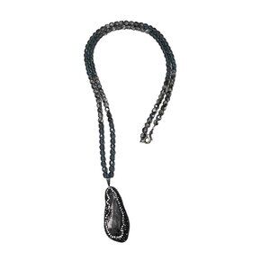 Sliced Geode Pendant Necklace Gem Stone Agate Glass Bead Chain Jewelry u